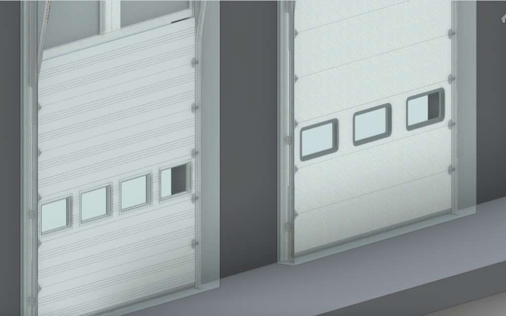 Dessins techniques Revit de 2 portes de garage commerciales Garaga